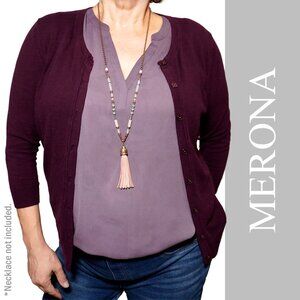 Merona Aubergine Button-Front Cardigan Sweater 0X 12